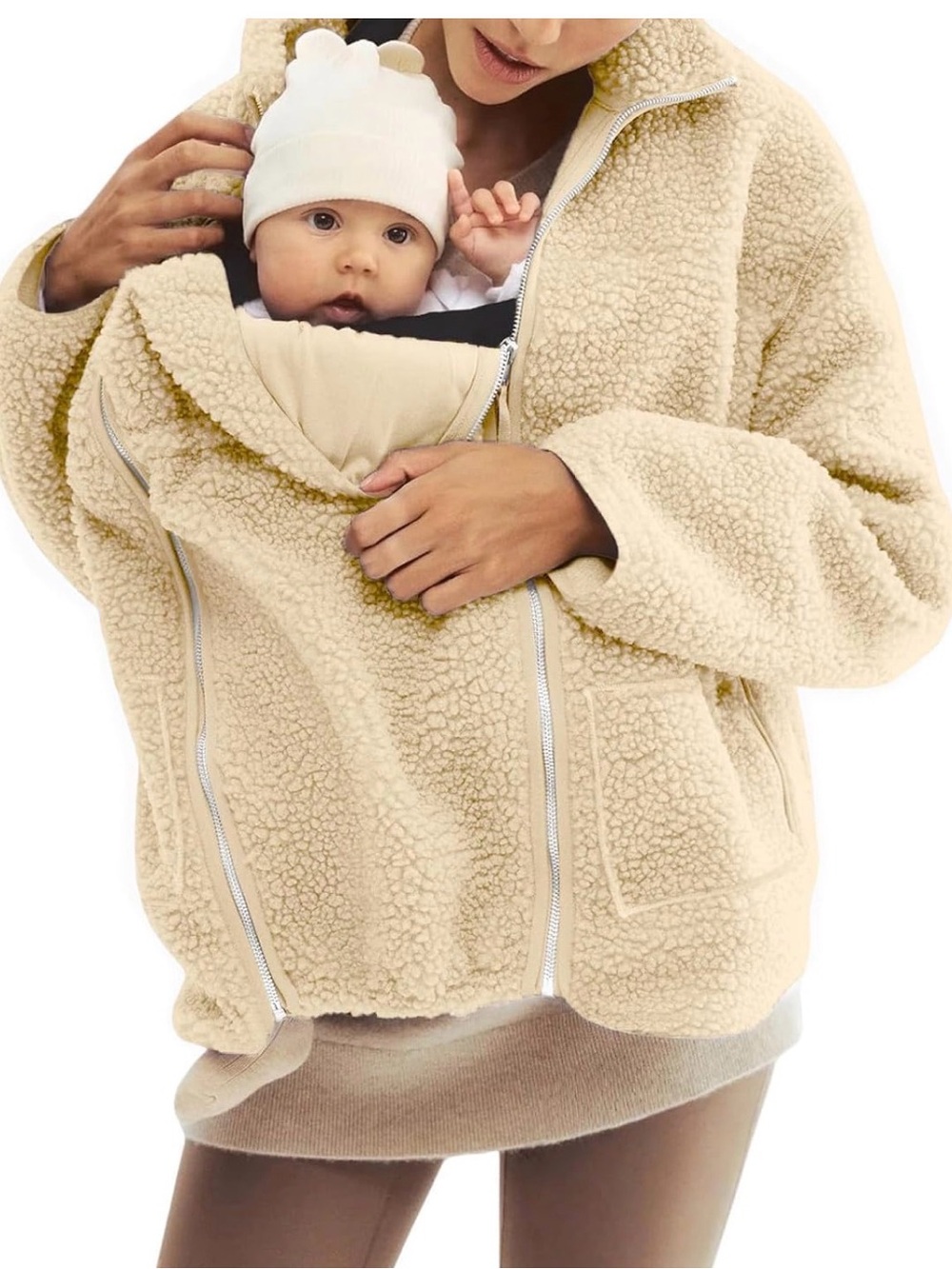 Maternity Coat Fleece Sherpa jacket Warm Zip Up Coats Clothing Size Small